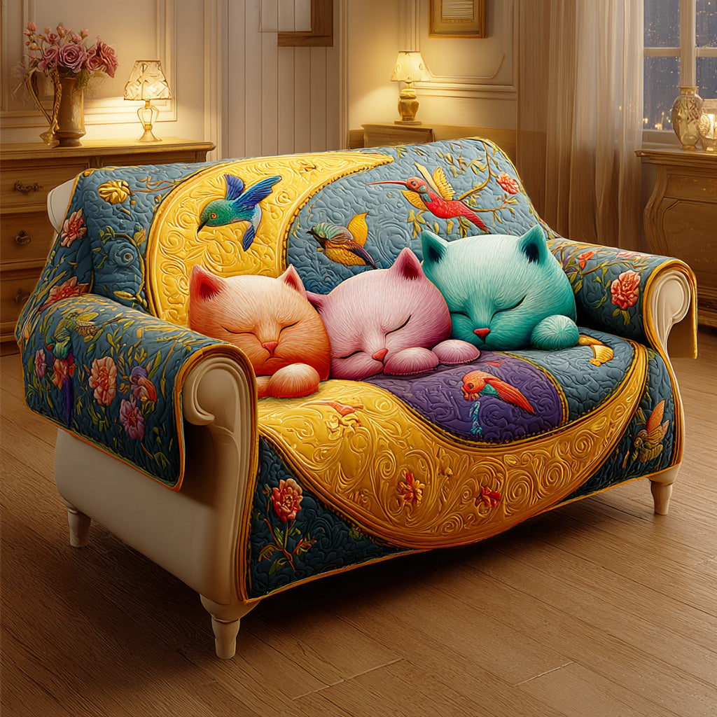Aurora Cat Melody Quilted Sofa Cover Couch Protector Xmas Gifts For Cat Lovers