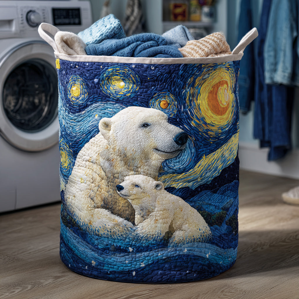 Aurora Polar Bear Quilted Laundry Basket Useful Quilted Basket Gift That Blends Style and Function