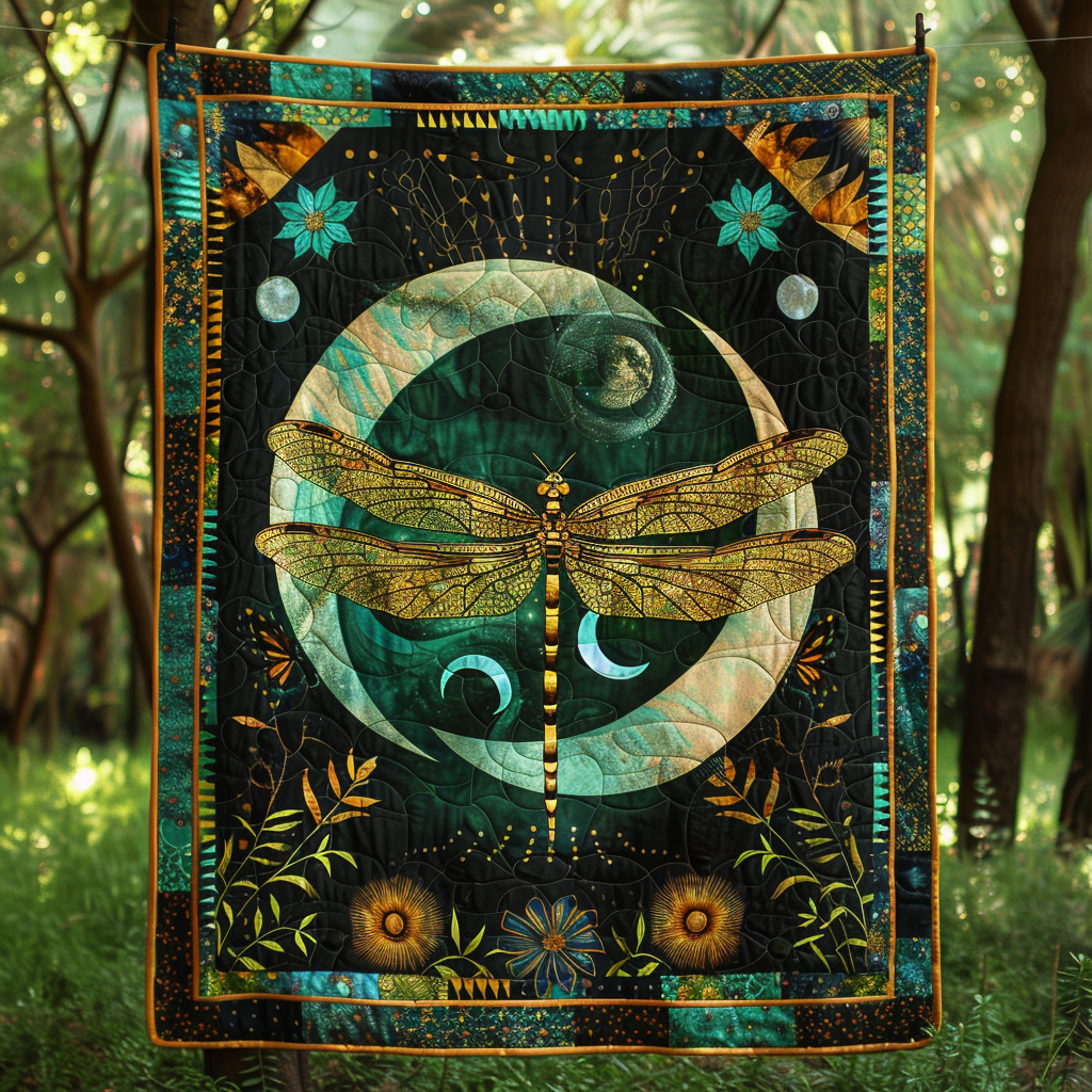 Aurora Spark Dragonfly Quilted Blanket Bed Decor Dragonfly Mother's Day Gifts