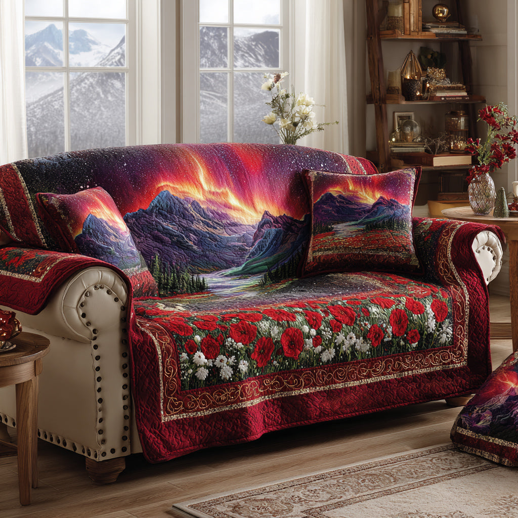 Aurora Velvet Sky Quilted Sofa Cover Couch Cushion Covers