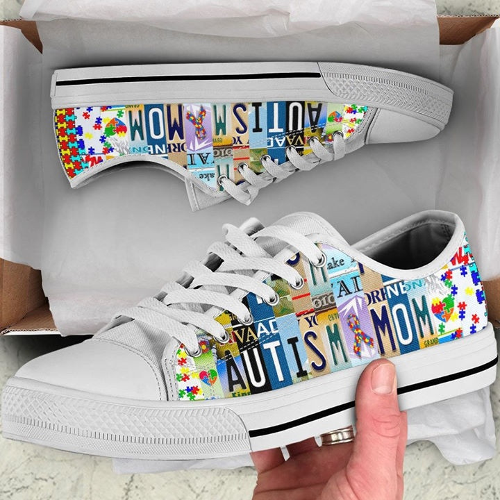 Autism Mom Low Top Shoes Sneakers Autism Awareness Month Merch Gifts For Mother
