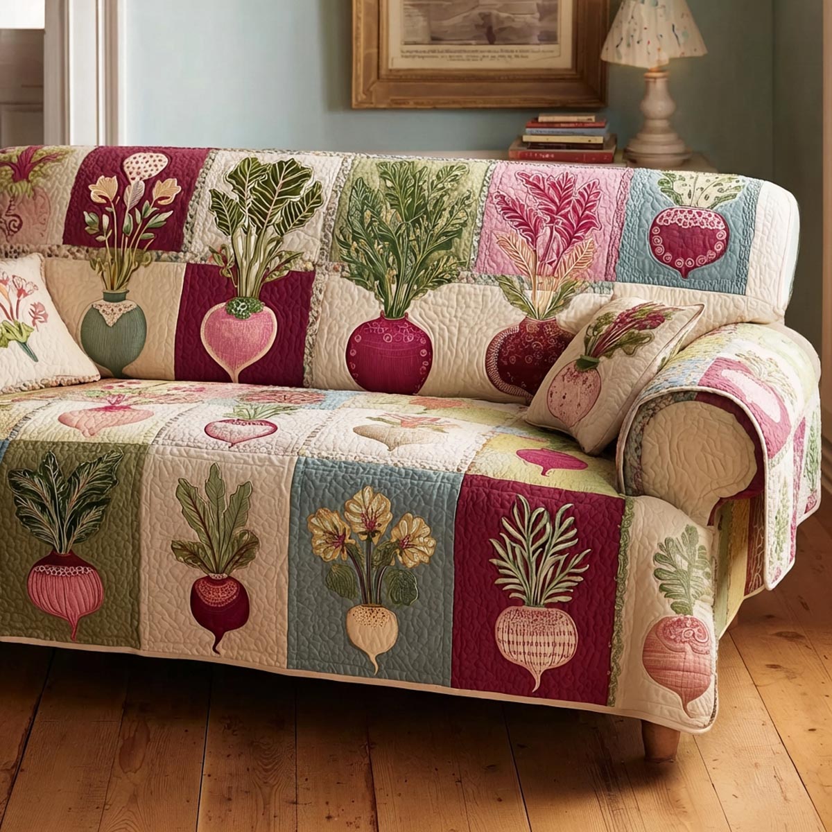 Autumn Beets Quilted Sofa Cover Cute Sofa Slipcovers Bee Inspired Gifts