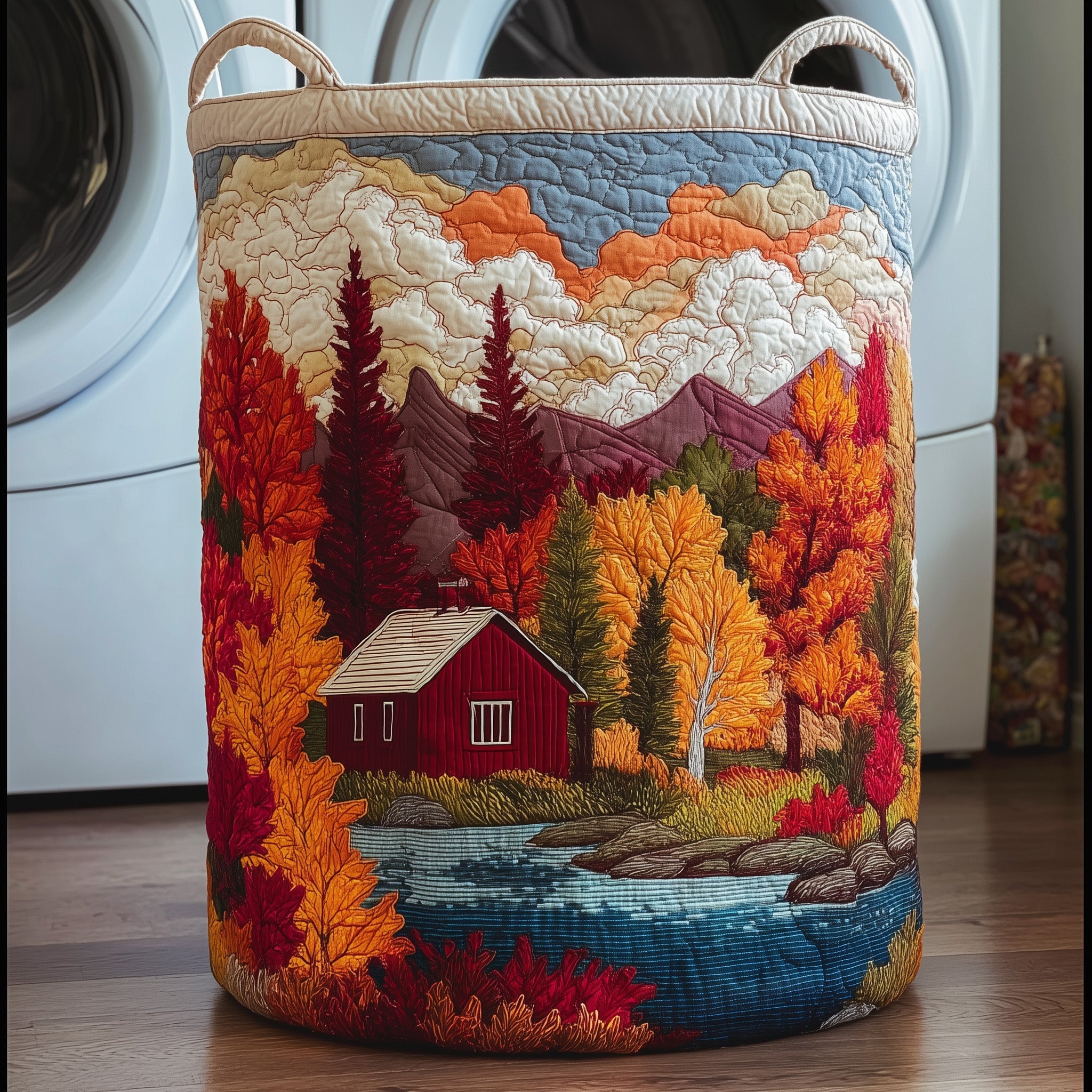 Autumn Cabin Quilted Laundry Basket Best Autumn Bastket Gifts For Autumn Lovers