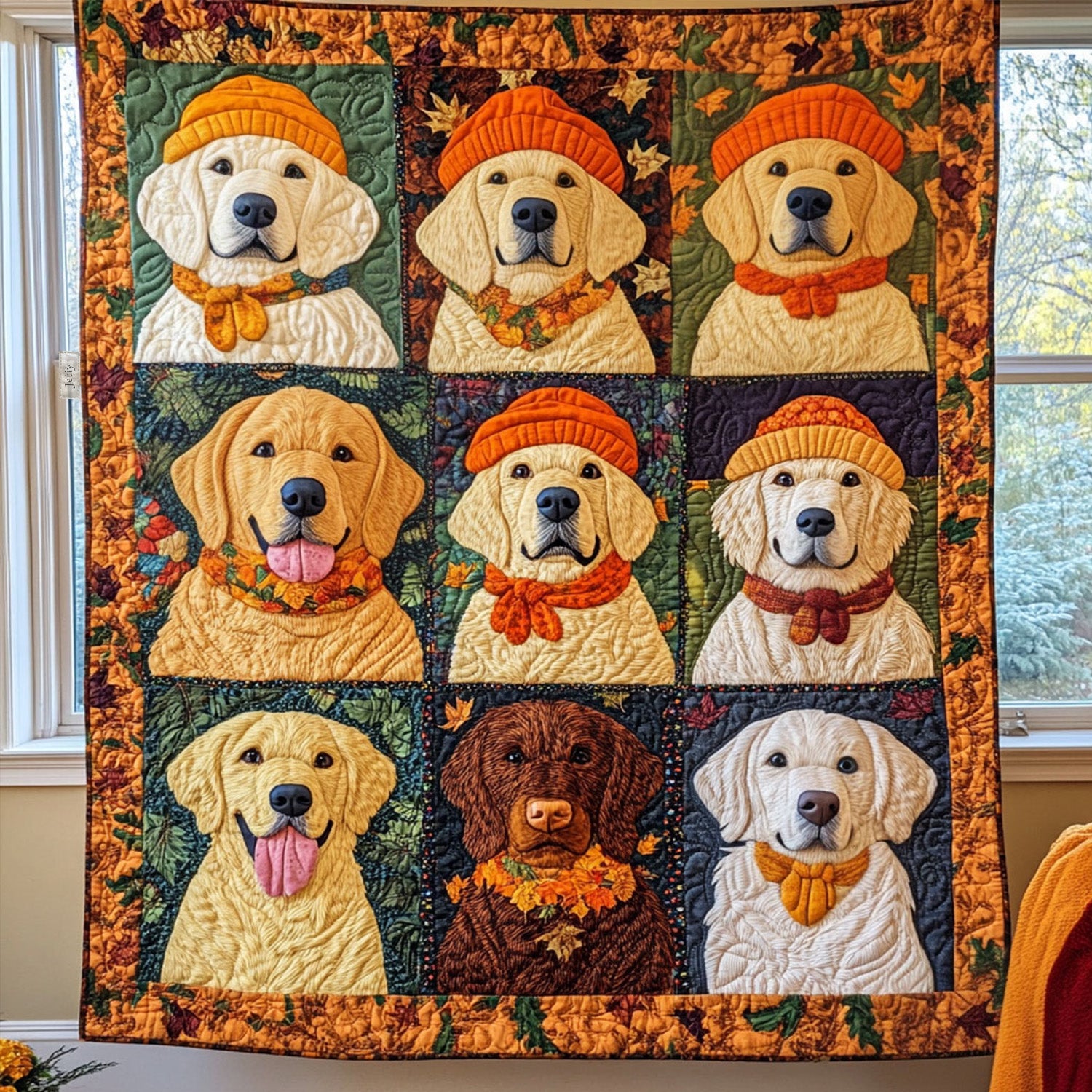 Autumn Gold Harvest Quilted Blanket Best Bedding Sets Golden Retriever Items Gifts