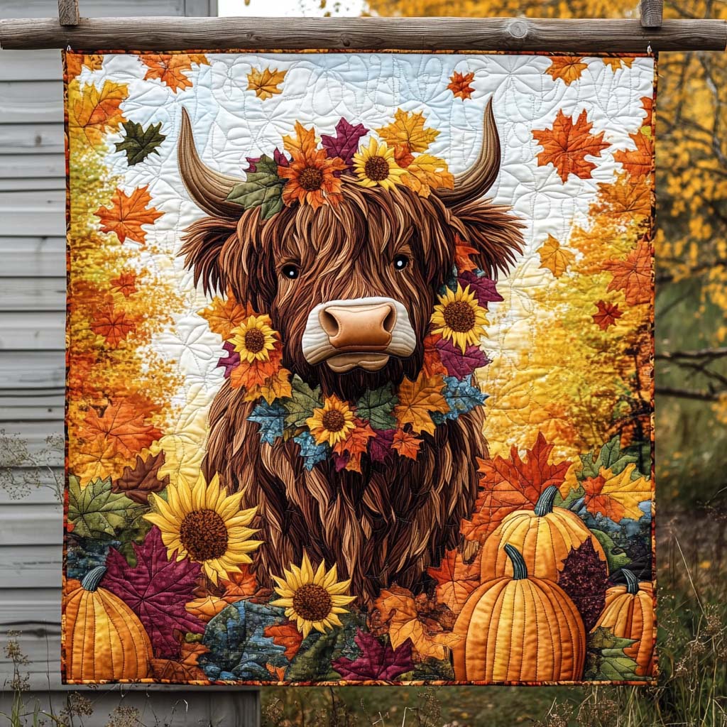 Autumn Guardian Quilted Blanket Best King Sheet Set Highland Cow Gift Ideas