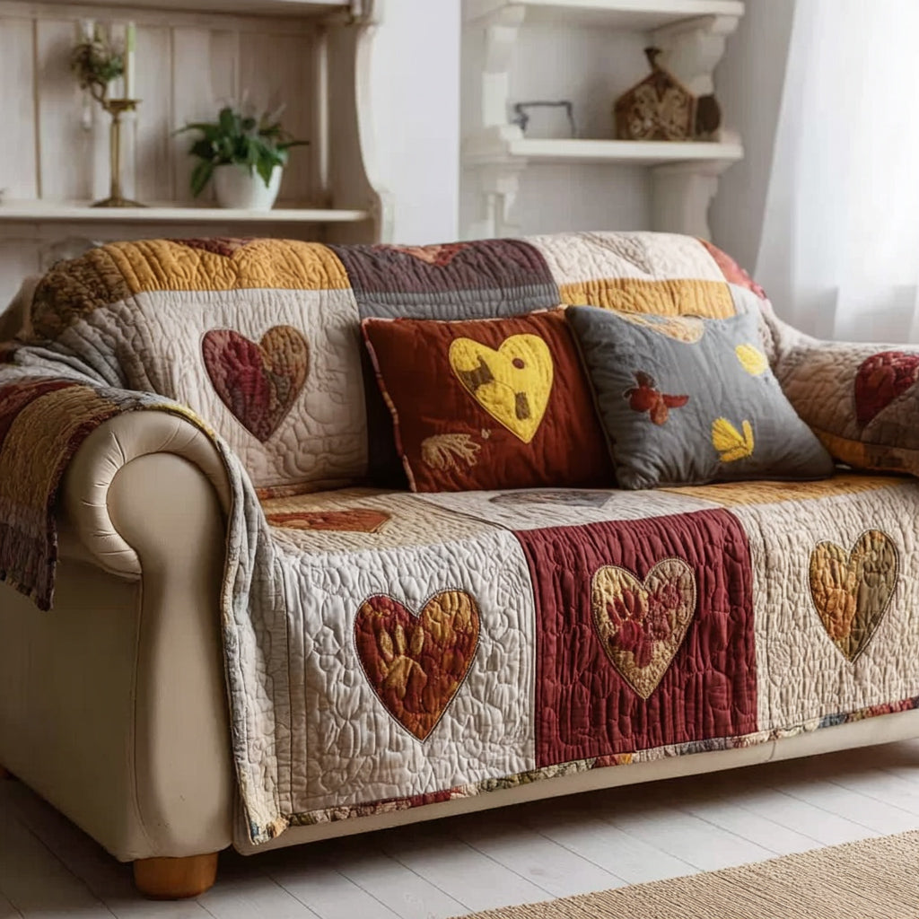 Autumn Heart Hearth Quilted Sofa Cover Sofa Cover Slipcover Best Valentine Day Gifts For Mom