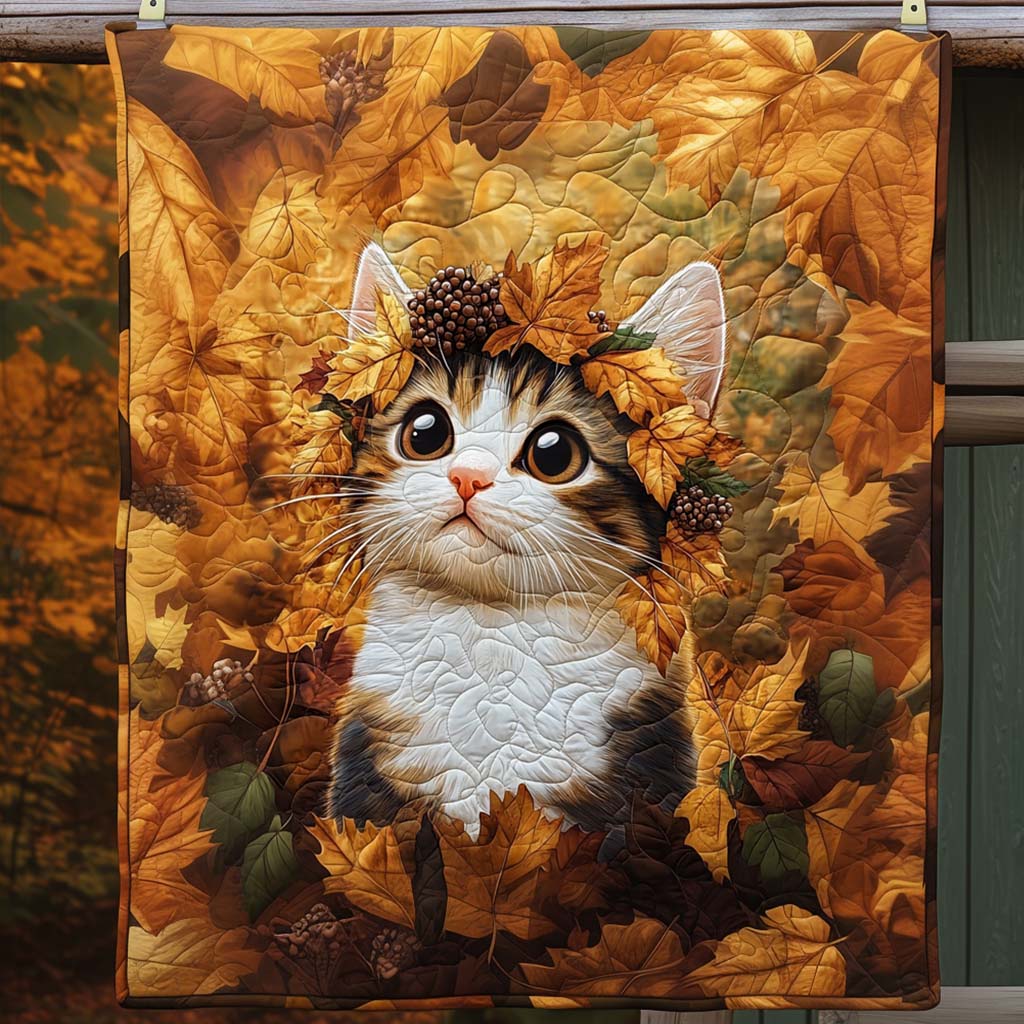Autumn Kitten Quilted Blanket Nice Bedding Sets Cat Lovers Owners Presents