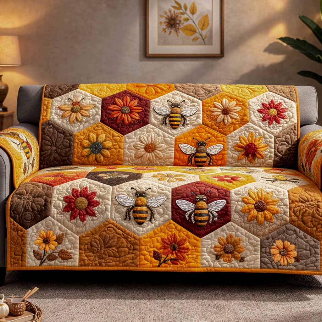Autumn Nectar Quilted Sofa Cover Great Couch Covers Presents For Bee Lovers