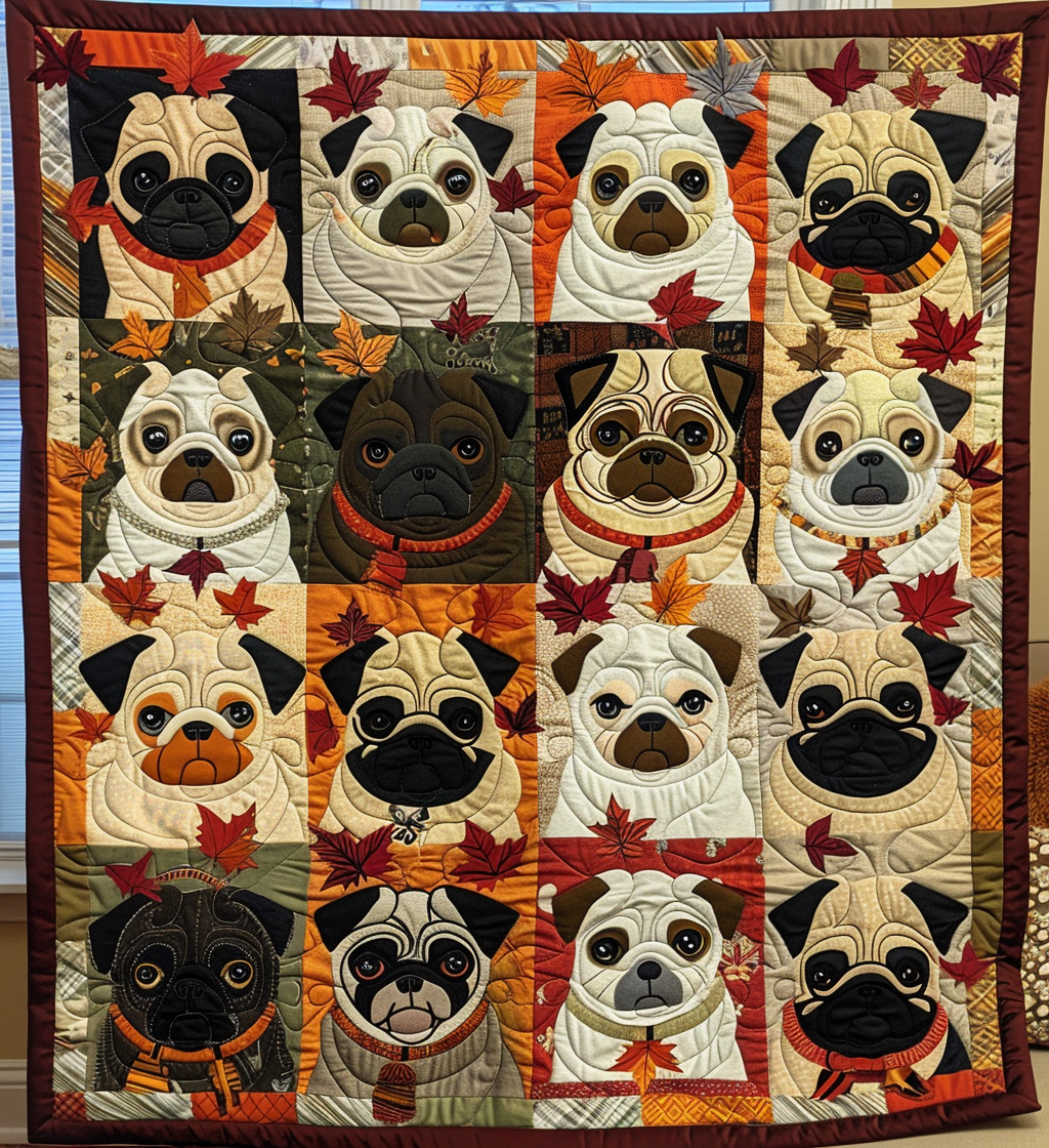 Autumn Pug Quilted Blanket Bed Decor Ideas Pug Gifts For Pug Lovers