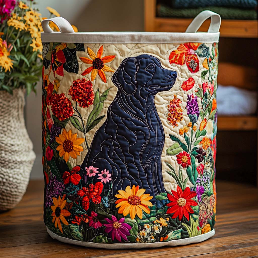 Autumn Pup Quilted Laundry Basket Compact Quilted Laundry Hamper for Small Spaces