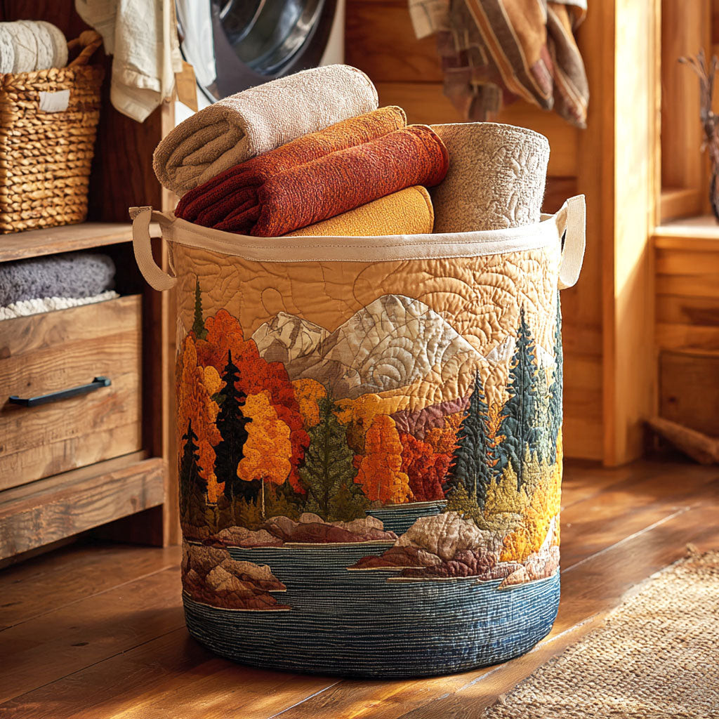 Autumn River Quilted Laundry Basket Durable Quilted Laundry Basket for Home Organization