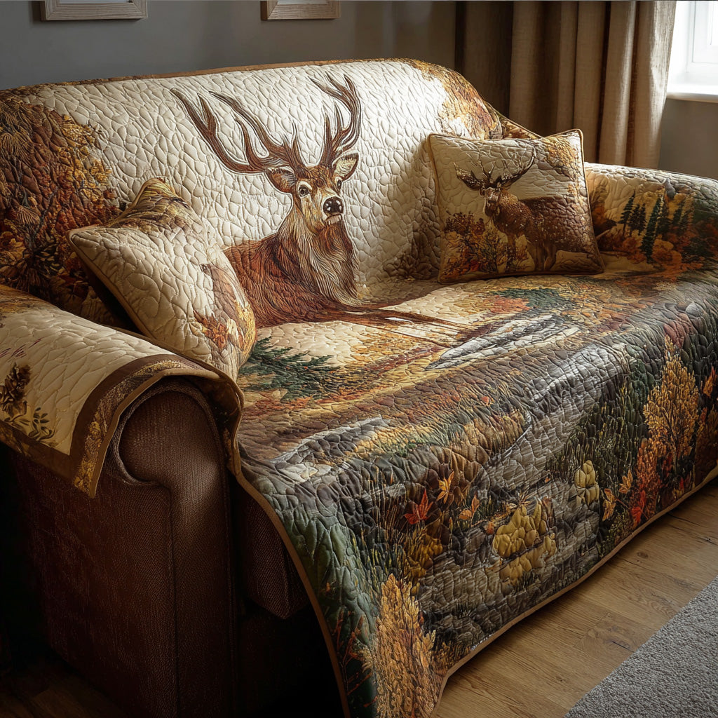 Autumn Stag Quilted Sofa Cover Furniture Covers Great Gifts For Deer Hunters