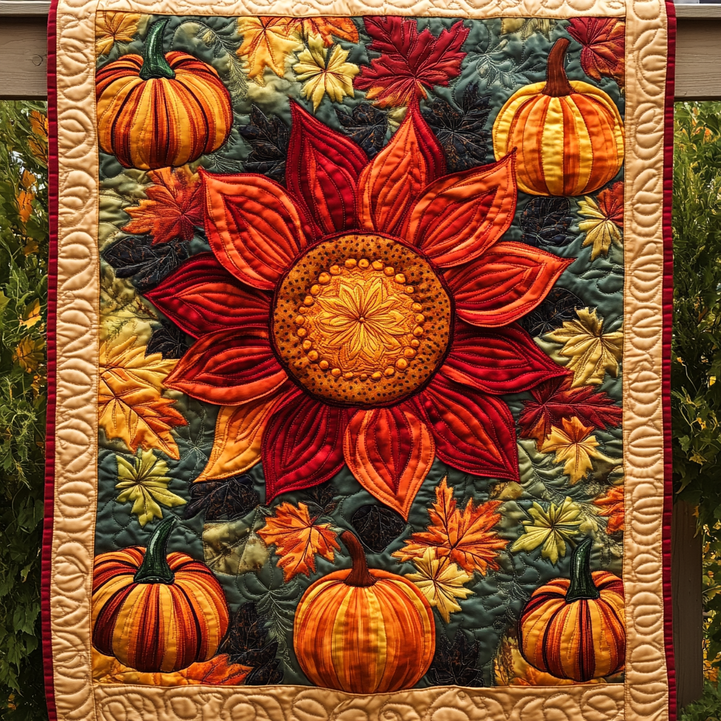 Autumn Sunflower Harvest Quilted Blanket Bed Decorations Mother's Day Presents For Grandma