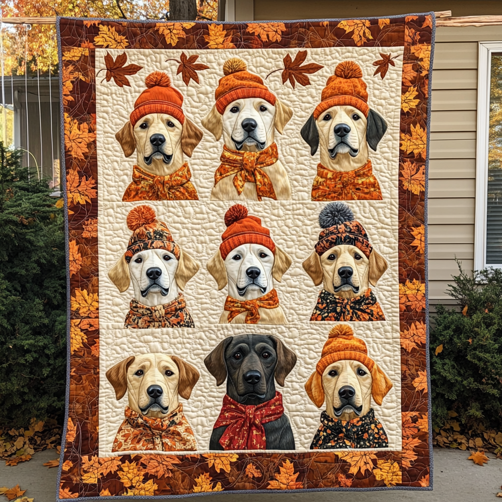 Autumn Themed Labrador Quilted Blanket Cozy Bedroom Ideas Golden Labrador Gifts