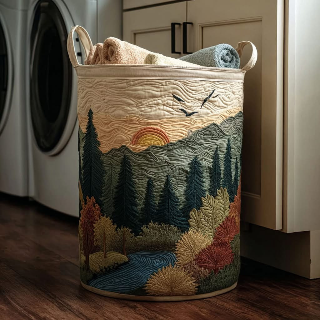 Autumn Trail Quilted Laundry Basket Rustic Laundry Basket Gifts Ideas For Mom