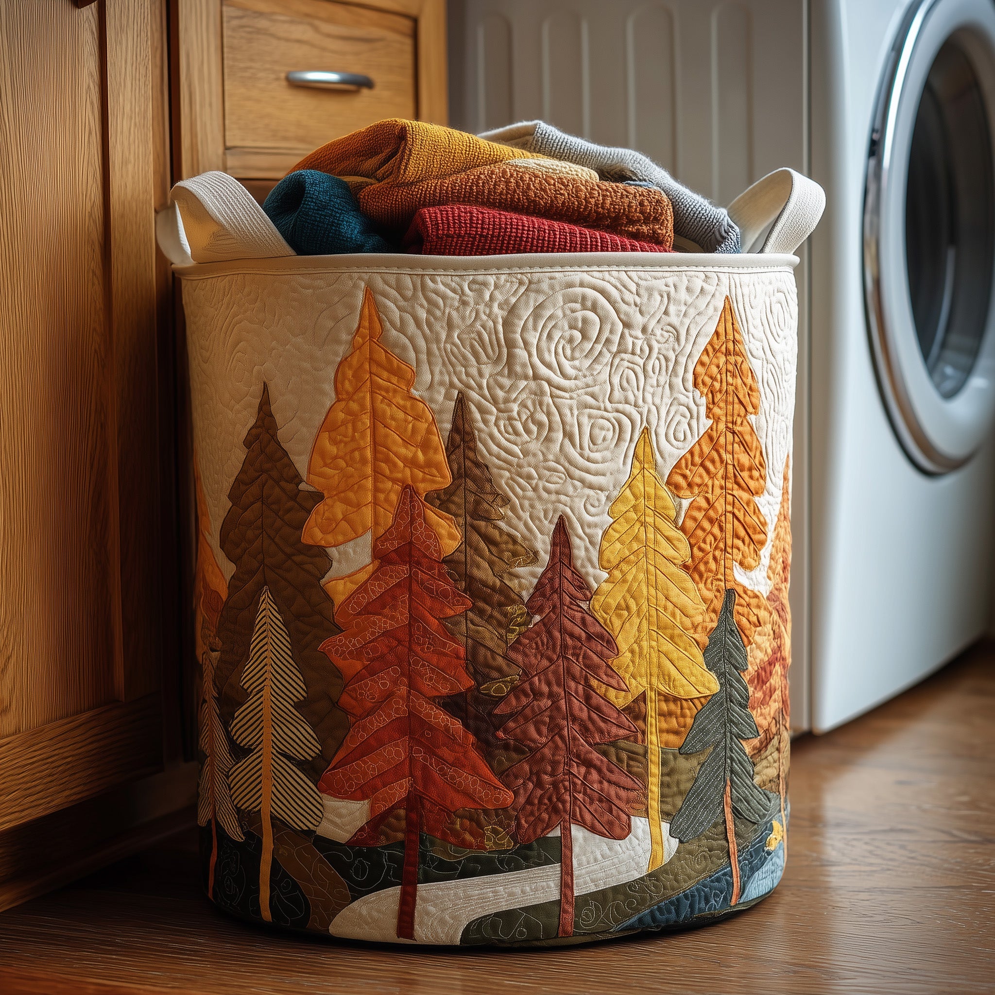 Autumn Tree Quilted Laundry Basket Foldable Basket Storage Presents For Trees Fans