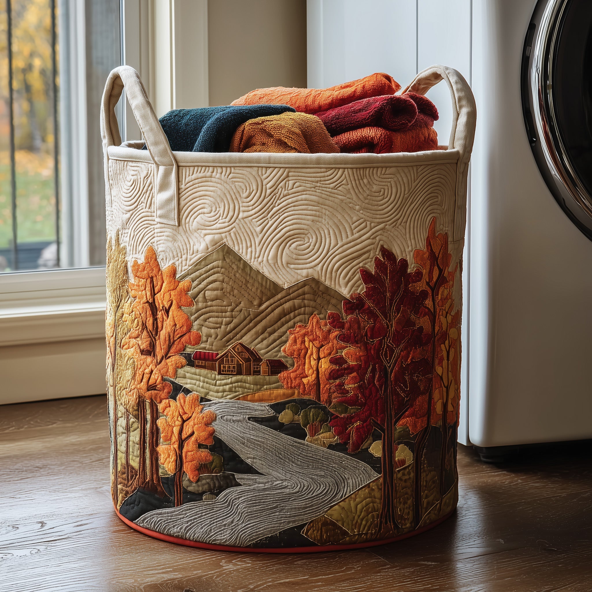 Autumn Tree Quilted Laundry Basket Foldable Basket Storage Unique Gifts For Fall Lovers