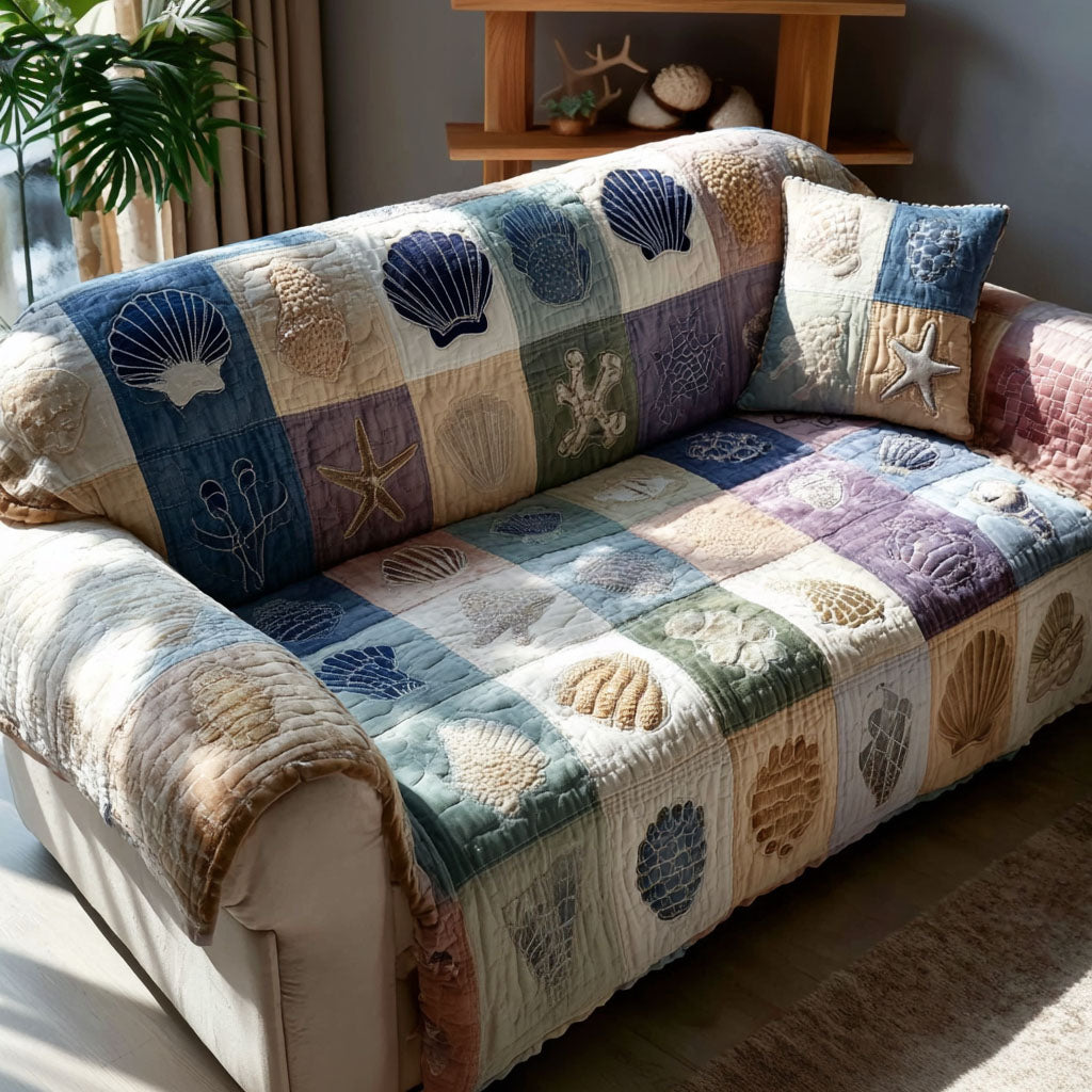 Azure Drift Quilted Sofa Cover Best Slip Covers For Furniture Presents For Ocean Lovers