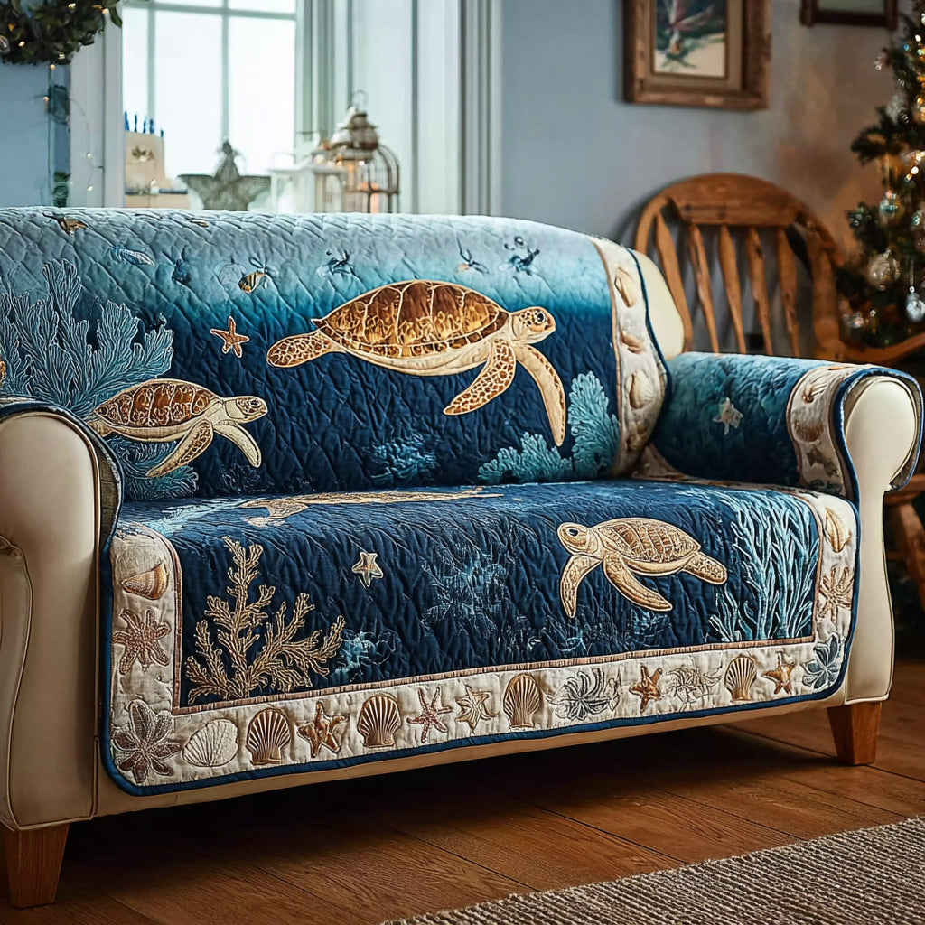 Azure Marine Quilted Sofa Cover Best Sofa Covers Cool Gifts For Beach Lovers