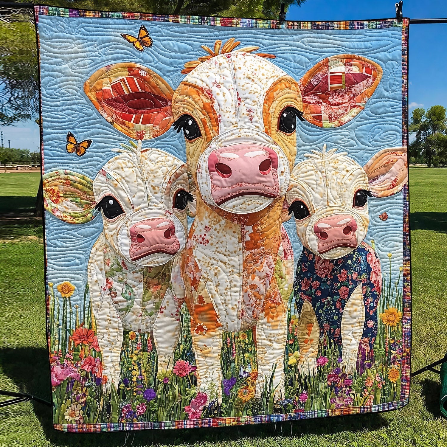 Baby Cows Quilted Blanket Bed Decorations Best Gifts For Mom
