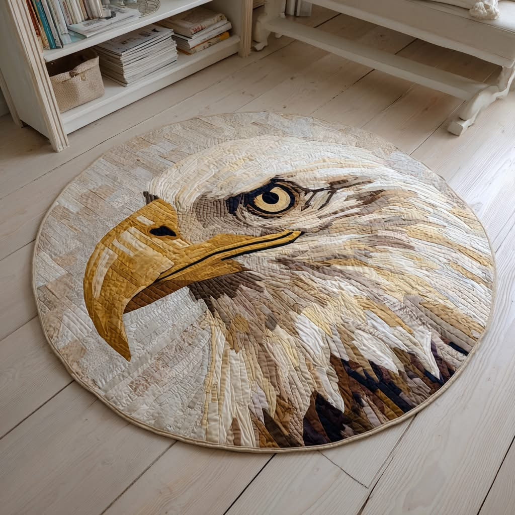 Bald Eagle Quilted Round Mat Circle Rug Floor Decorations Patriotic Eagle Items Gifts