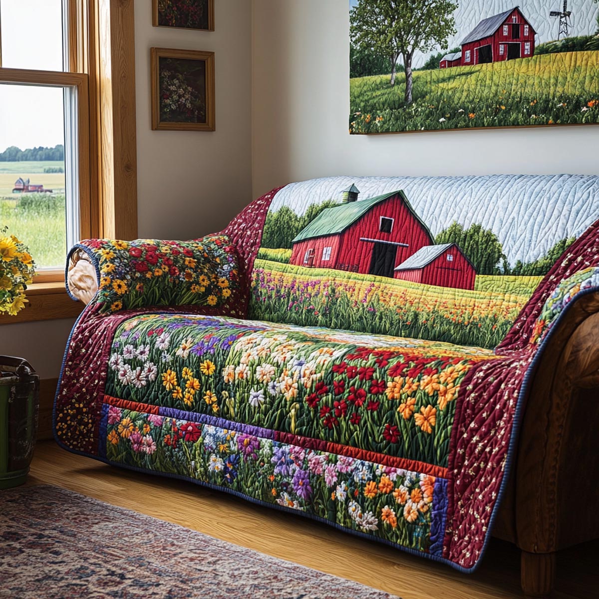 Barn Blossom Quilted Sofa Cover Sofa Protector Good Presents For Farmers