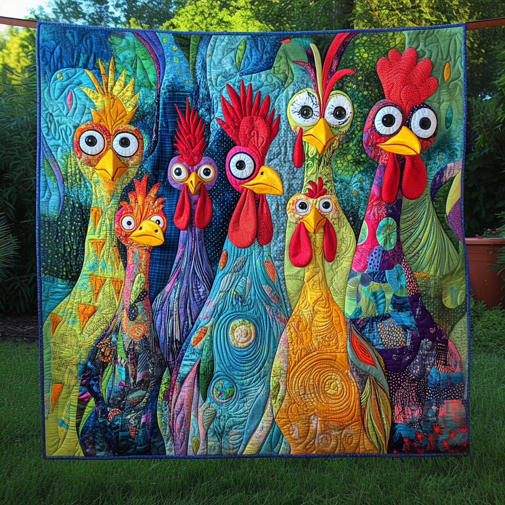 Barnyard Boogie Quilted Blanket Bed Room Decoration Chicken Gifts For Him Her