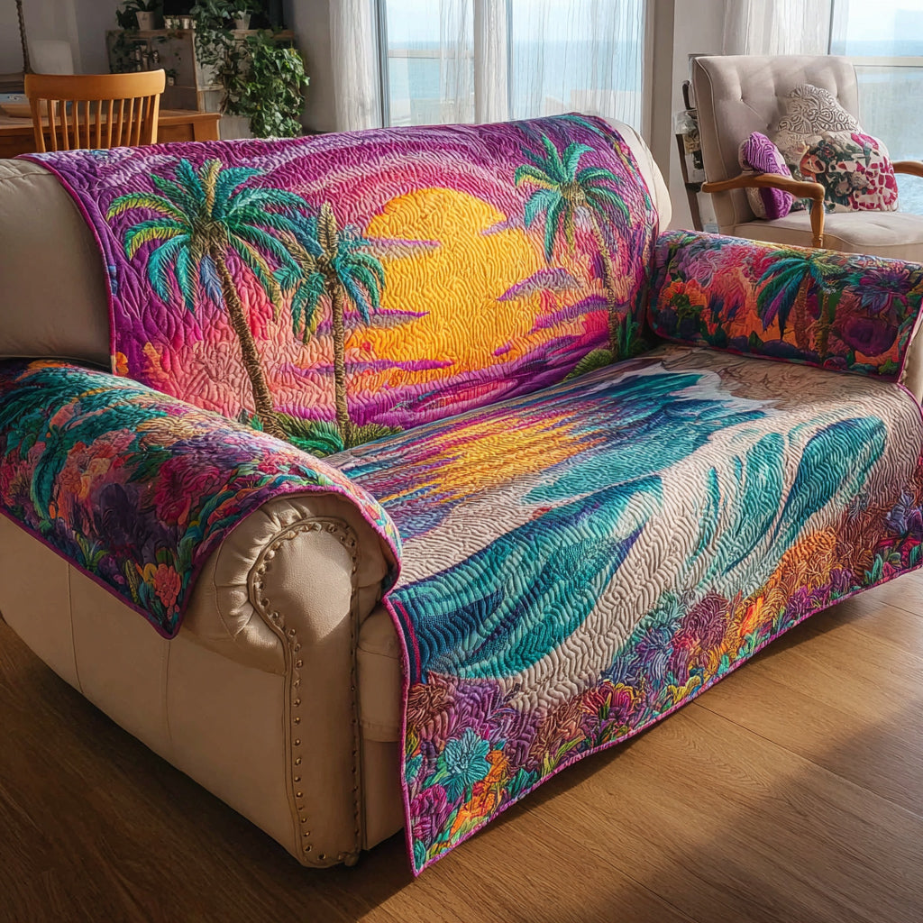 Beach Horizon Quilted Sofa Cover Slipcover Couch Covers Beach Housewarming Gifts