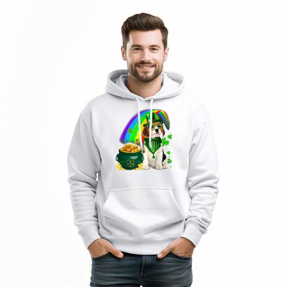 Beagle Dog Irish Leprechaun Hoodie Beagle Lover Cute St Patricks Day Shirt Big Brother Gifts - Image 3