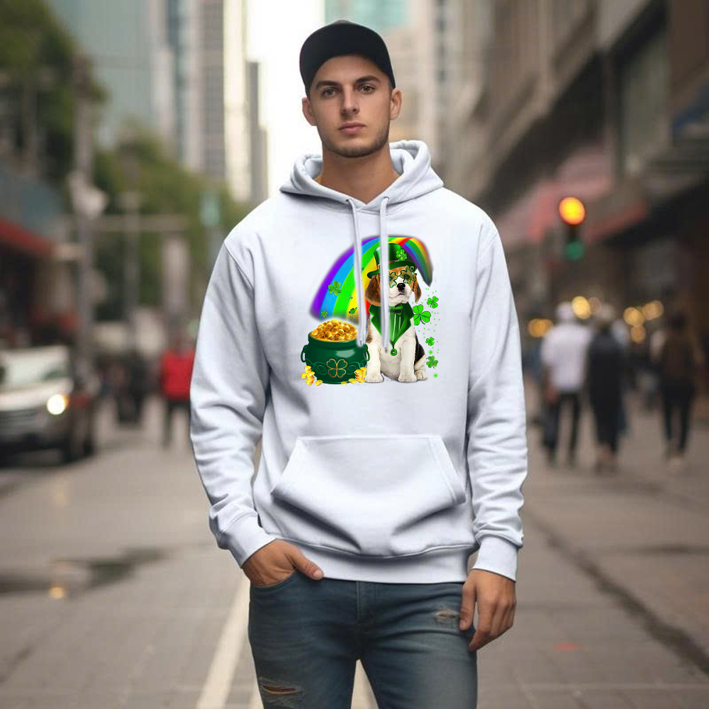 Beagle Dog Irish Leprechaun Hoodie Beagle Lover Cute St Patricks Day Shirt Big Brother Gifts - Image 4