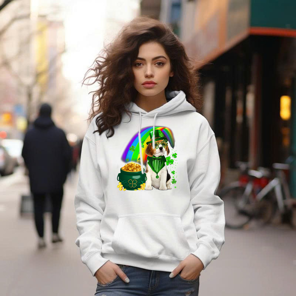 Beagle Dog Irish Leprechaun Hoodie Beagle Lover Cute St Patricks Day Shirt Big Brother Gifts - Image 5
