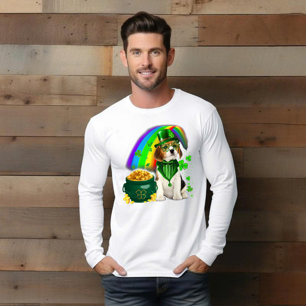 Beagle Dog Irish Leprechaun Long Sleeve Shirt Beagle Lover Cute St Patricks Day Shirt Big Brother Gifts - Image 5