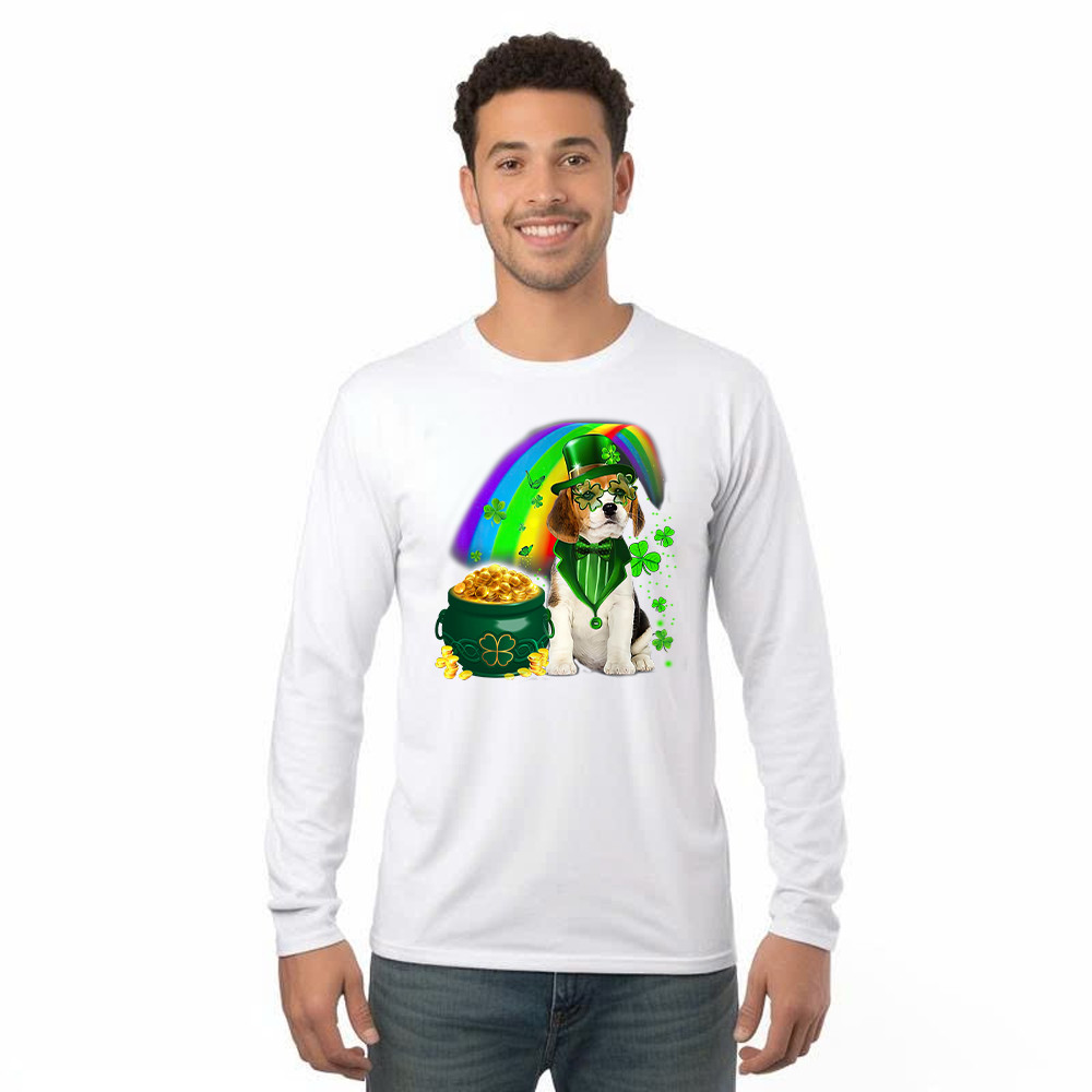 Beagle Dog Irish Leprechaun Long Sleeve Shirt Beagle Lover Cute St Patricks Day Shirt Big Brother Gifts