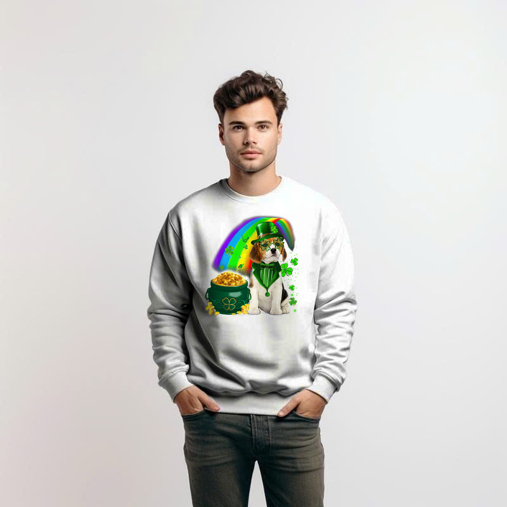 Beagle Dog Irish Leprechaun Sweatshirt Beagle Lover Cute St Patricks Day Shirt Big Brother Gifts - Image 2