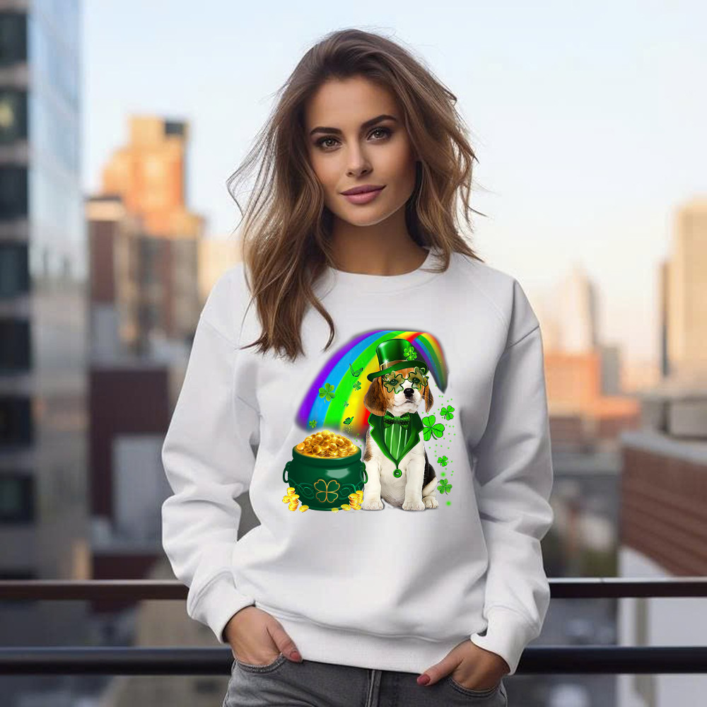Beagle Dog Irish Leprechaun Sweatshirt Beagle Lover Cute St Patricks Day Shirt Big Brother Gifts - Image 4