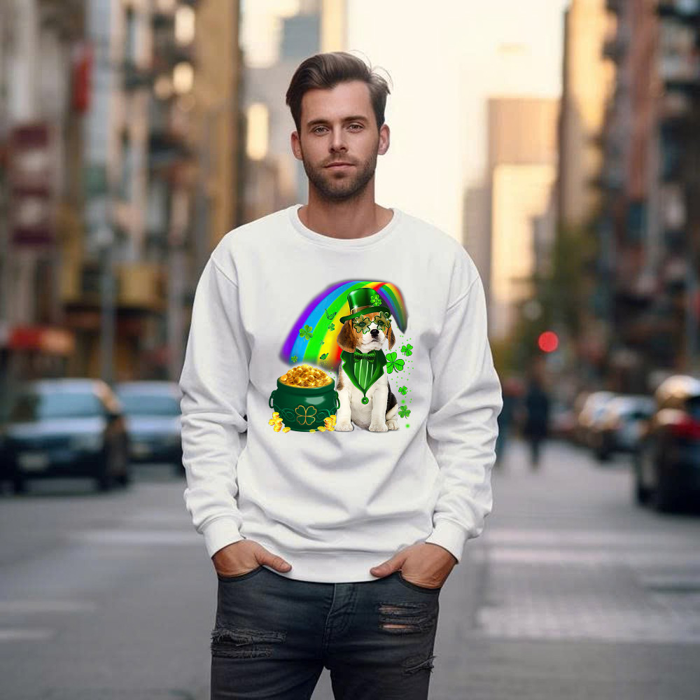 Beagle Dog Irish Leprechaun Sweatshirt Beagle Lover Cute St Patricks Day Shirt Big Brother Gifts - Image 3