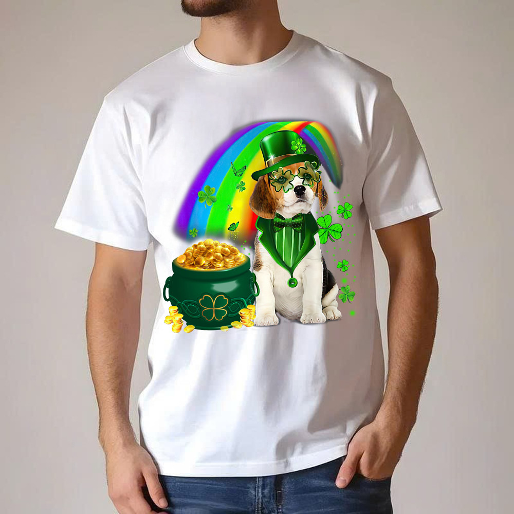 Beagle Dog Irish Leprechaun T-Shirt Beagle Lover Cute St Patricks Day Shirt Big Brother Gifts - Image 4