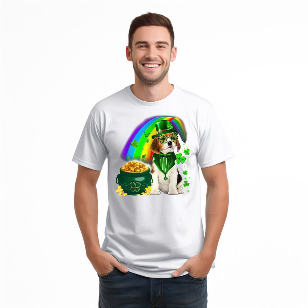 Beagle Dog Irish Leprechaun T-Shirt Beagle Lover Cute St Patricks Day Shirt Big Brother Gifts - Image 3