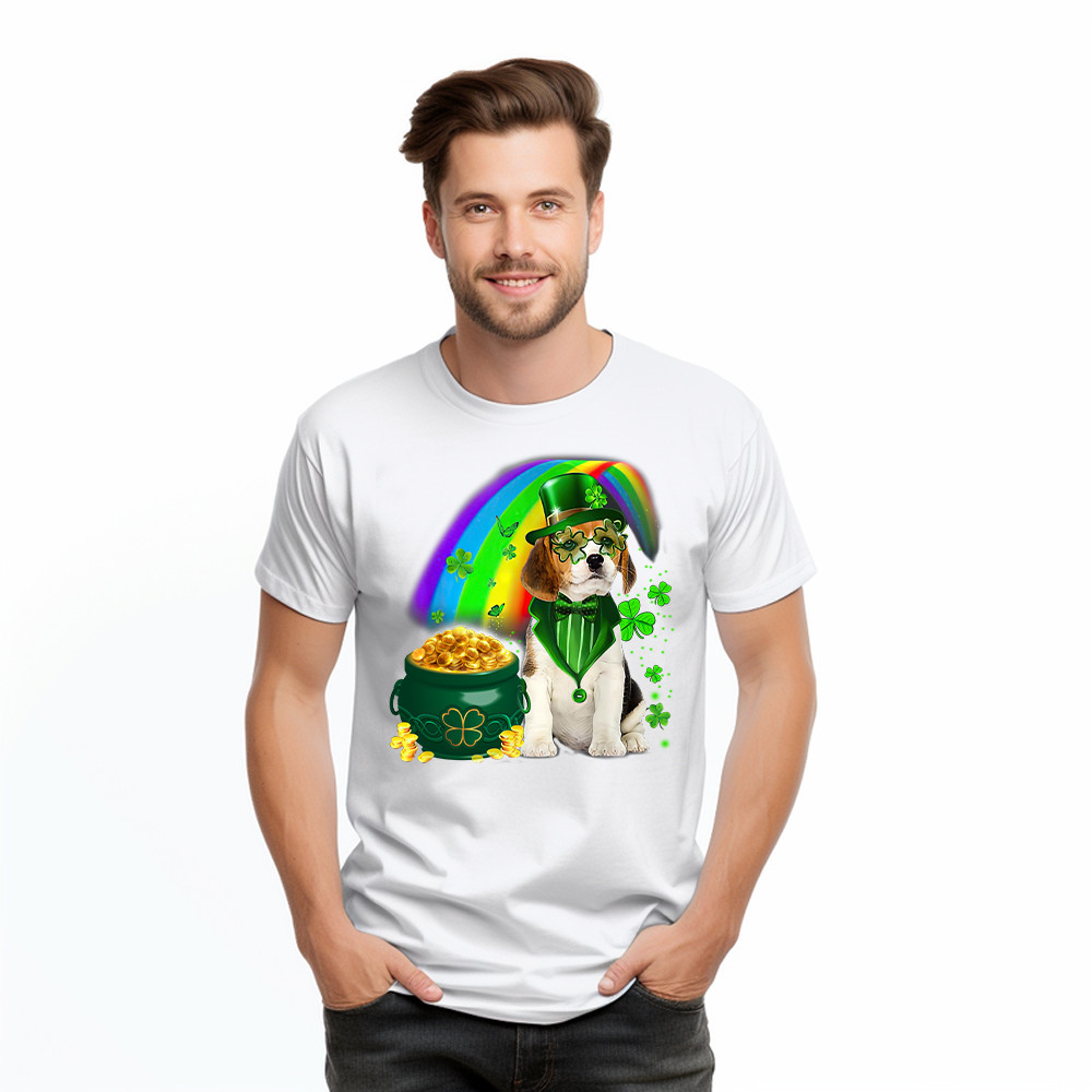 Beagle Dog Irish Leprechaun T-Shirt Beagle Lover Cute St Patricks Day Shirt Big Brother Gifts - Image 2
