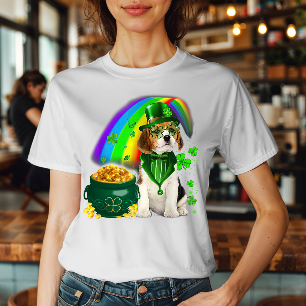 Beagle Dog Irish Leprechaun T-Shirt Beagle Lover Cute St Patricks Day Shirt Big Brother Gifts - Image 5