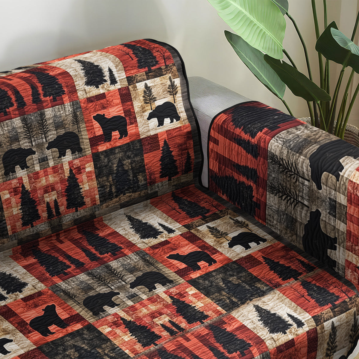 Bear Brook Quilted Sofa Cover Holiday Living Decorations Gifts For Wild Animal Lovers