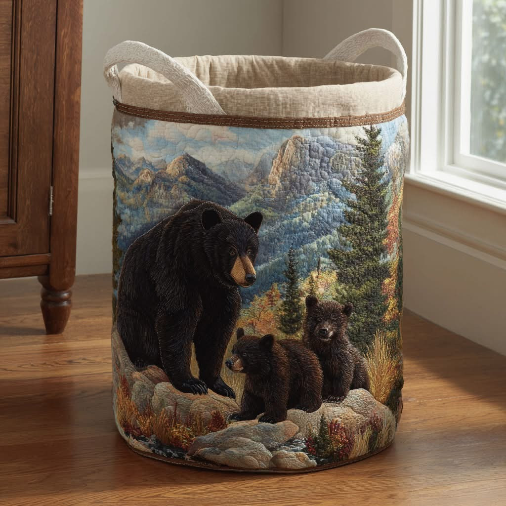 Bear Creek Quilted Laundry Basket Rustic Laundry Basket Gift For Wildlife Lovers