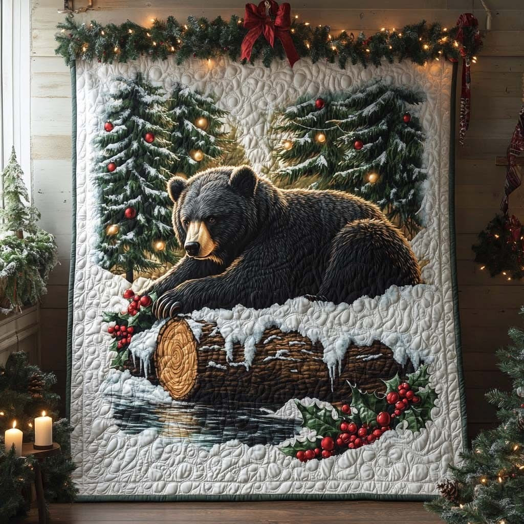 Bear Guardian Of The Woods Christmas Quilt Blanket Holiday Xmas Throw Blanket Decorations