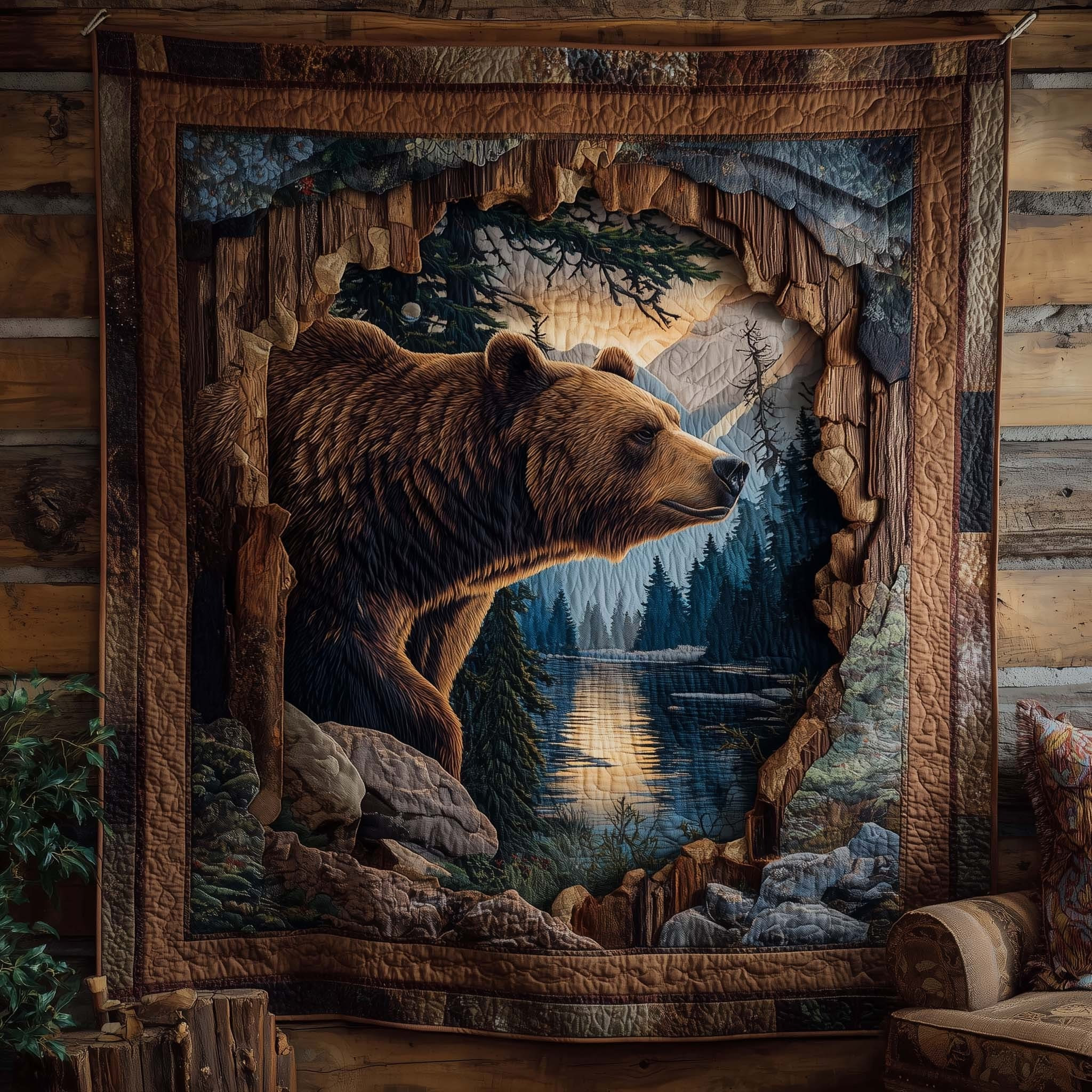 Bear Timber Trail Quilted Blanket Themed Unique Bear Gifts Items Christmas Ideas