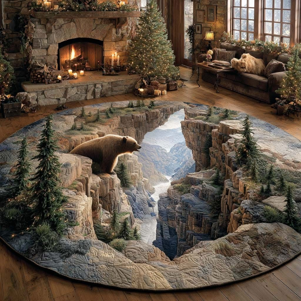 Bear Whisperer Quilted Round Mat Round Rugs Large Gifts For Wildlife Lovers
