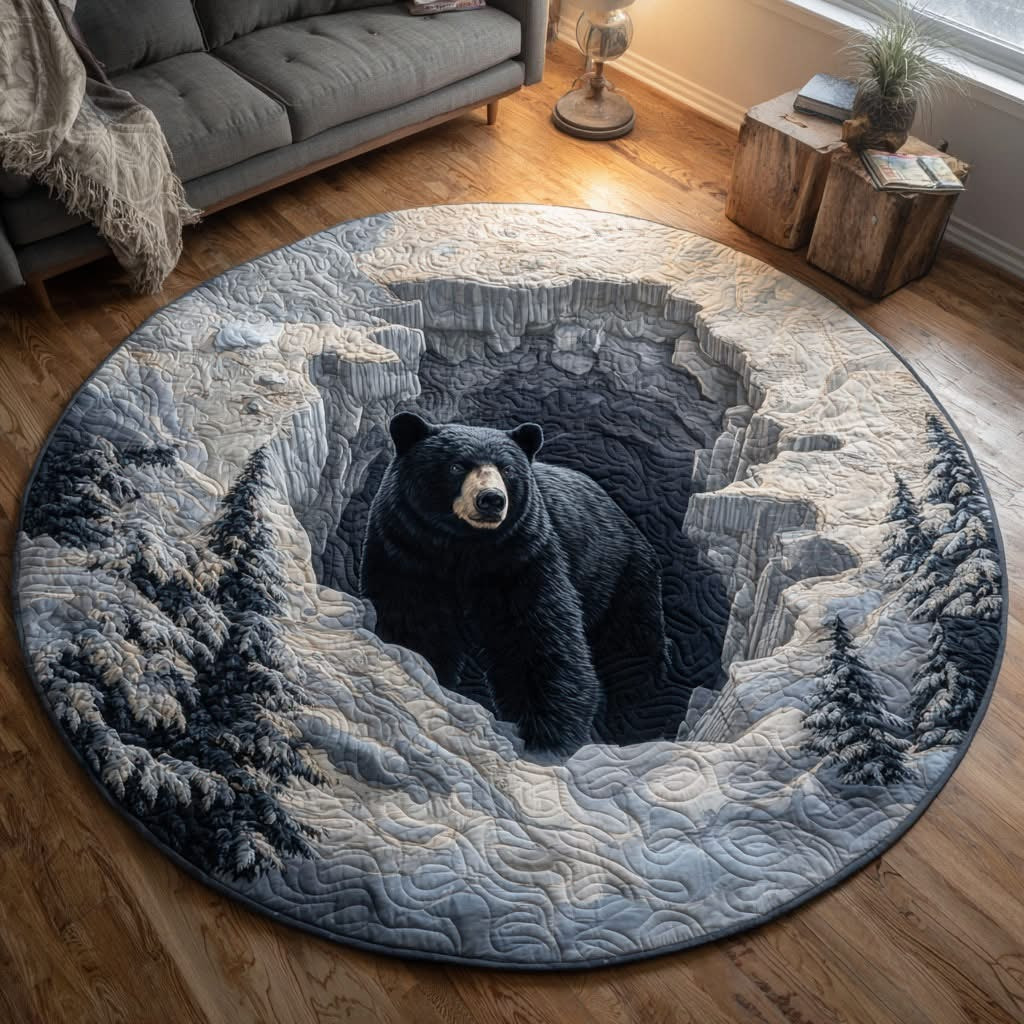 Bear Winter Quilted Round Mat Home Decorations Gifts Ideas For Bear Lovers