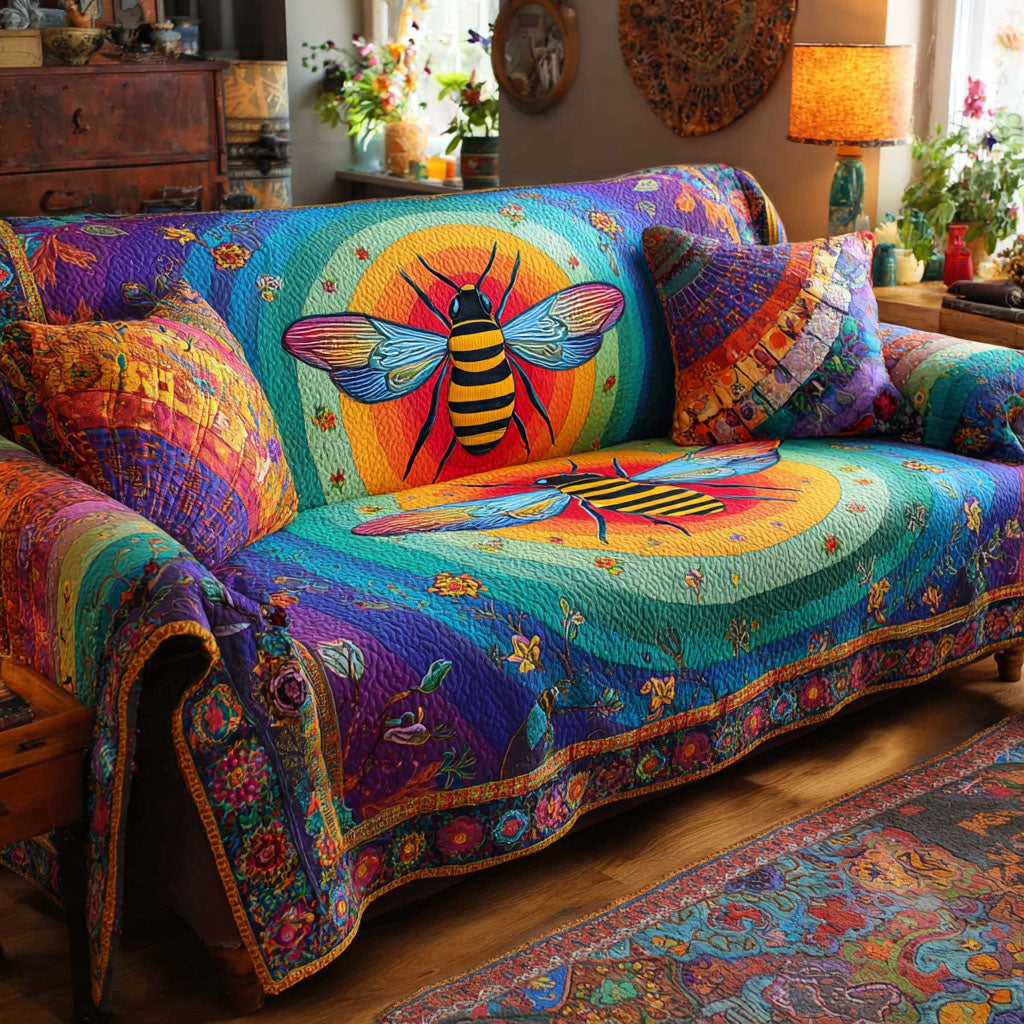 Bee Comfort Quilted Sofa Cover Living Room Decorations Bee Gifts And Merchandise