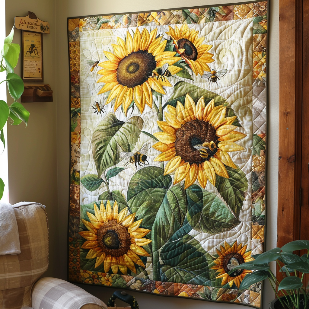 Bee-Flower Serenade Quilted Blanket Best King Sheet Set Bee Merchandise