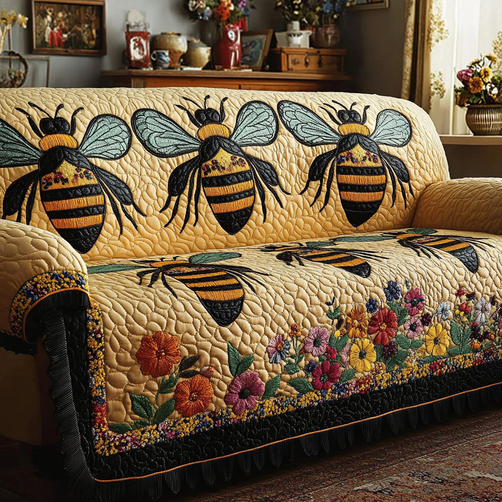 Bee Harmony Quilted Sofa Cover Recliner Couch Covers Unique Bee Gift Ideas