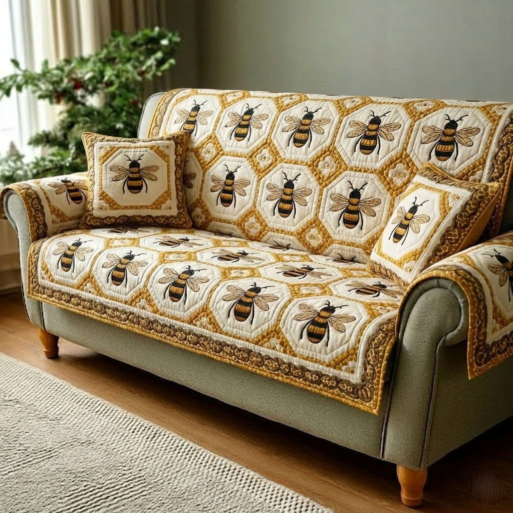 Bee Haven Quilted Sofa Cover Sofa Cover Slipcover Bee Mothers Day Gifts